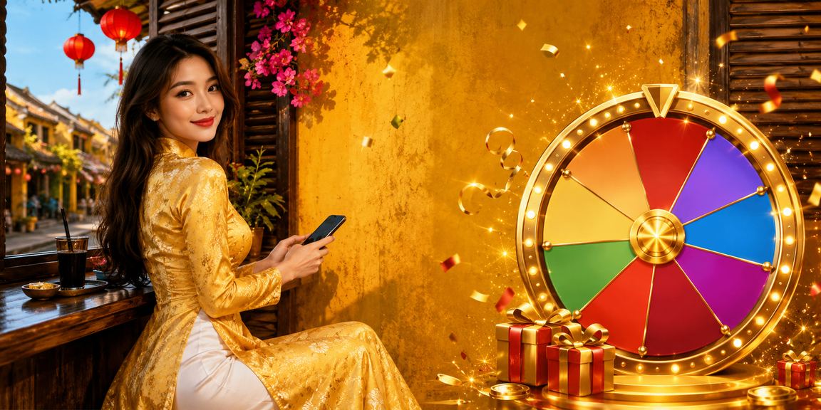Người mặc áo dài tại Hội An tham gia bốc thăm may mắn dịp lễ hội